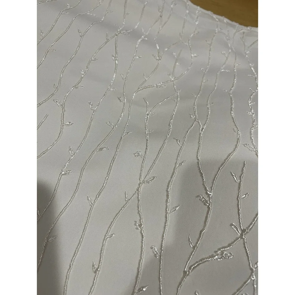 JCPenney Home Embroidered Shower Curtain Fabric Leave‎ Vine Garden Cream